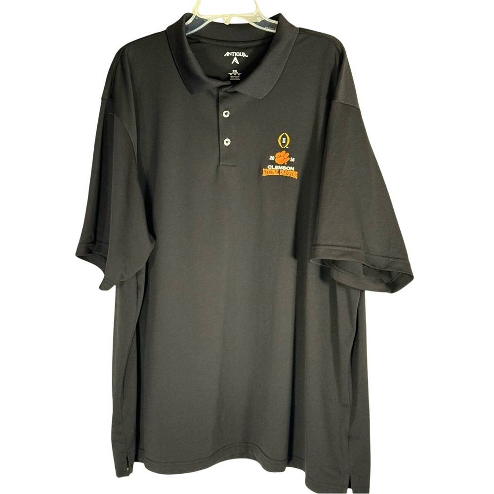 Antigua Black Polo with Orange Clemson National Champions 3XL Embroidery - Picture 2 of 8